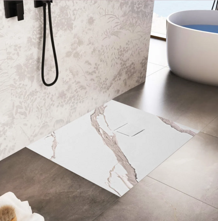 Rea MAGNUM CARRARA WHITE ŠTVORCOVÁ SPRCHOVÁ VANIČKA 90x90, imitácia mramoru REA-K7005