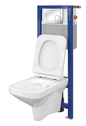 Cersanit HIT SET AQUA NÁDRŽ 22, WC COMO, TLAČIDLO WC LINK LESKLÝ CHRÓM, SEDÁTKO SLIM DUROPLAST odnímateľné, biele S701-204