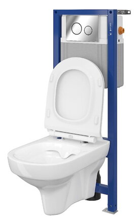 Cersanit HIT SET AQUA NÁDRŽ 22 mech, WC COMO, TLAČIDLO WC ENTER LESKLÝ CHRÓM, SEDÁTKO ARTECO DUROPLAST, biele S701-205