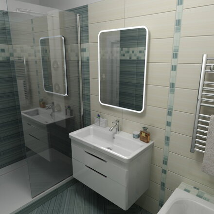 FLOAT LED podsvietené zaoblené zrkadlo v ráme 500x700mm, biela FLOAT LED podsvietené zaoblené zrkadlo v ráme 500x700mm, biela