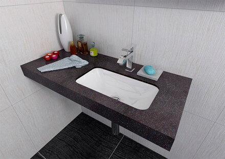 KAMA umývadlo 500x260mm, liaty mramor, biela, zápustne