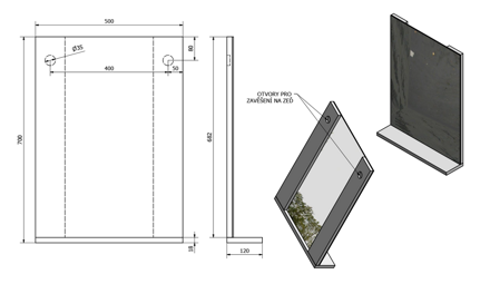 BETA zrkadlo 50x70x12cm BETA zrkadlo 50x70x12cm