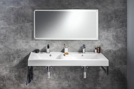 FLAVIA dvojumývadlo 160x50cm, liaty mramor, biela