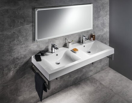 FLAVIA dvojumývadlo 160x50cm, liaty mramor, biela