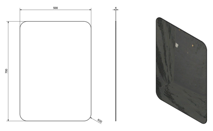 ISHAPE Zrkadlo 500x700mm, zaoblené rohy, bez uchytenia ISHAPE Zrkadlo 500x700mm, zaoblené rohy, bez uchytenia