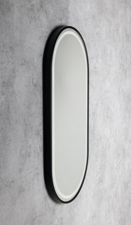 KAIRA zrkadlo oválne s LED osvetlením 45x90cm, čierna mat KAIRA zrkadlo oválne s LED osvetlením 45x90cm, čierna mat