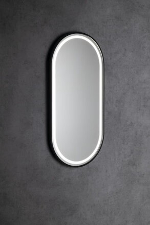 KAIRA zrkadlo oválne s LED osvetlením 45x90cm, čierna mat KAIRA zrkadlo oválne s LED osvetlením 45x90cm, čierna mat