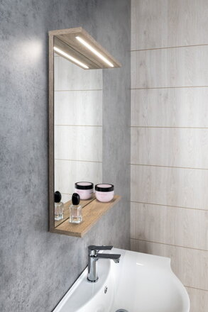 KORIN STRIP zrkadlo s LED osvetlením 60x70x12cm, dub platin KORIN STRIP zrkadlo s LED osvetlením 60x70x12cm, dub platin
