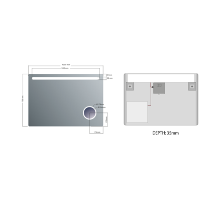 ASTRO LED podsvietené zrkadlo 1000x700mm, kozmetické zrkadielko ASTRO LED podsvietené zrkadlo 1000x700mm, kozmetické zrkadielko
