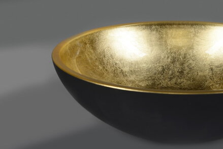 MURANO BLACK-GOLD sklenené umývadlo 40x14cm, zlata/čierna