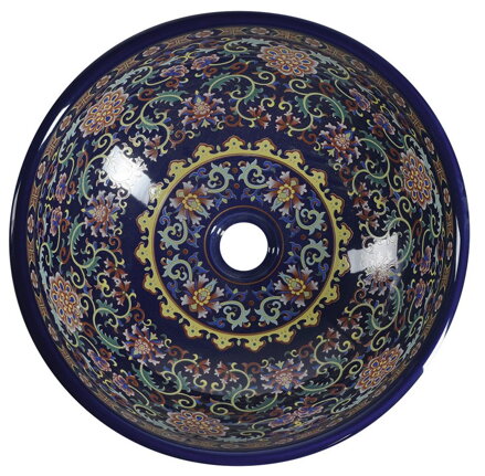 PRIORI keramické umývadlo, priemer 41 cm, 15 cm, fialová s ornamentami