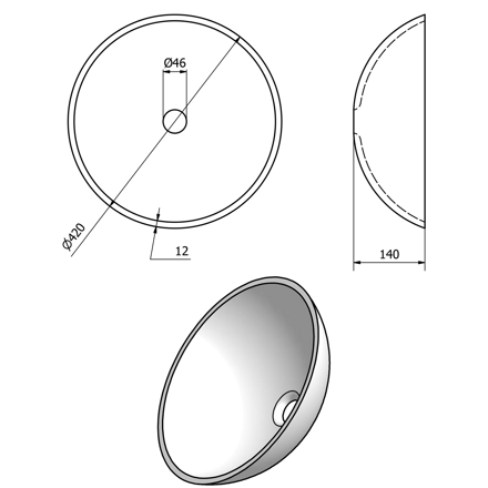 RIPPLE sklenené umývadlo priemer 42 cm
