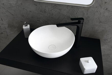 THIN guľaté umývadlo 390x145 mm, na dosku, matná biela