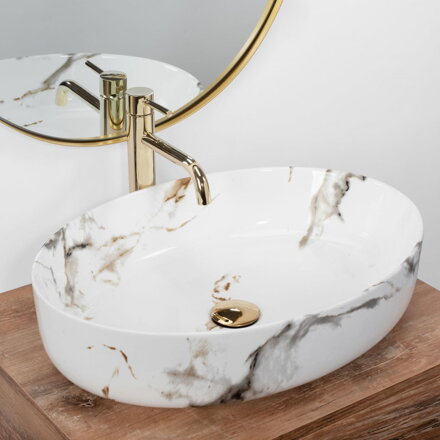 Rea QUEEN CARRARA SHINY UMÝVADLO NA DOSKU, 55 cm, REA-U1232