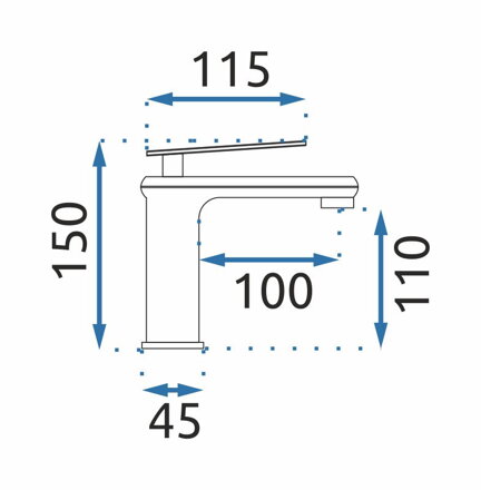 Rea BLADE BATÉRIA UMÝVADLOVÁ, nízka 150 mm, čierna B9973
