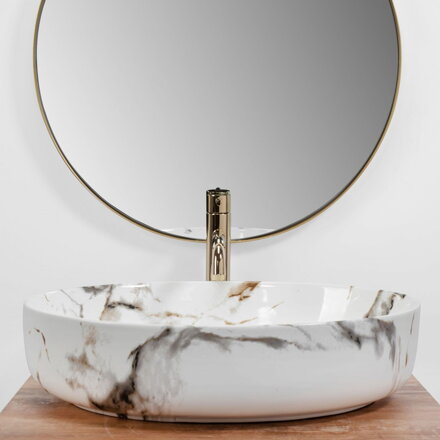 Rea QUEEN CARRARA SHINY UMÝVADLO NA DOSKU, 55 cm, REA-U1232