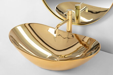 Rea ROYAL GOLD UMÝVADLO NA DOSKU, 62,5 cm, zlaté keramické, REA-U4545