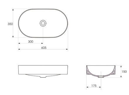 Cersanit INVERTO UMÝVADLO NA DOSKU 60 cm, biele keramické K671-009