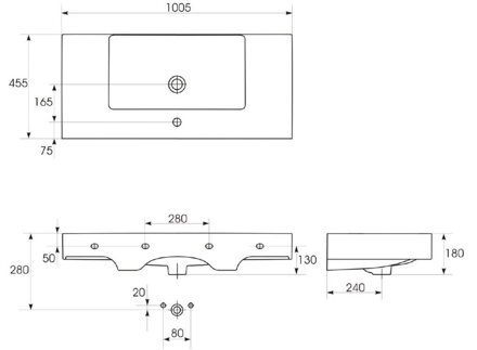 Cersanit INVERTO UMÝVADLO NÁBYTKOVÉ 100 cm, keramické, biele lesklé K671-007