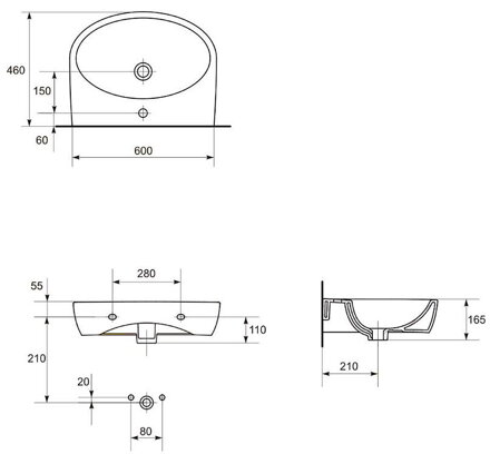 Cersanit PARVA UMÝVADLO NÁBYTKOVÉ 60 cm, keramické K27-031