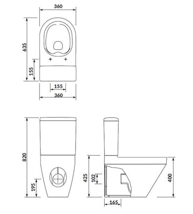 Cersanit CREA WC MISA STOJACA, Clean On + sedátko SLIM duroplast biele keramické K114-023