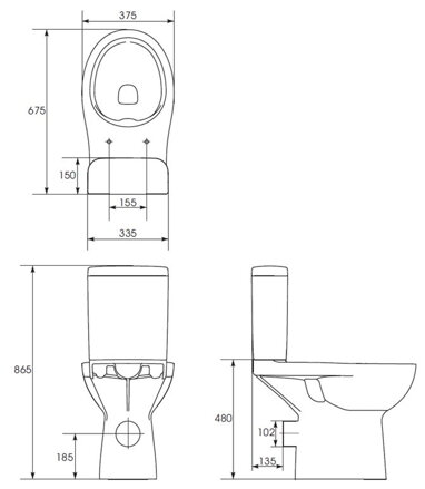 Cersanit ETIUDA WC MISA STOJACA PRE TELESNE POSTIHNUTÝCH BEZ SEDÁTKA, Clean On, biele keramické K11-0221