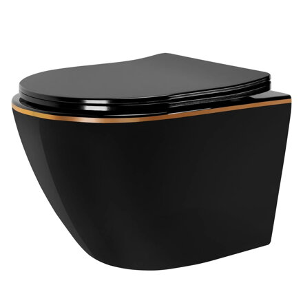 Rea WC CARLO MINI RIMLESS SO SEDÁTKOM DUROPLAST/FLAT/ZM MISA ZÁVESNÁ, čierna keramická REA-C8800