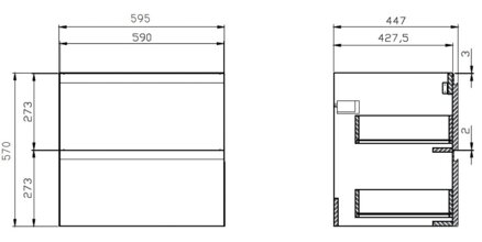Cersanit MODUO SKRINKA POD UMÝVADLO SO ZÁSUVKAMI 60 cm, biela S929-010