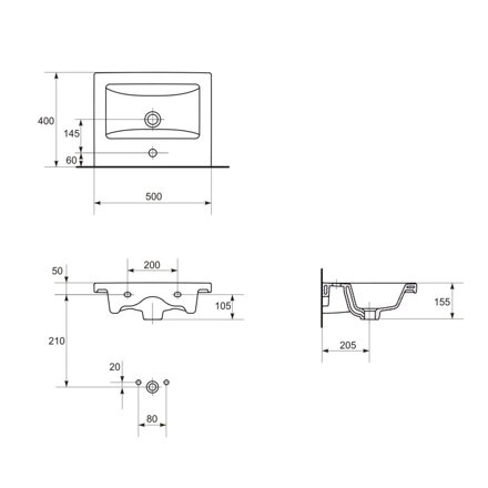 Cersanit COMO UMÝVADLO NÁBYTKOVÉ 50 cm, keramické K32-002-BOX
