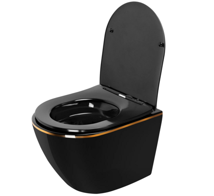 Rea WC CARLO MINI RIMLESS SO SEDÁTKOM DUROPLAST/FLAT/ZM MISA ZÁVESNÁ, čierna keramická REA-C8800