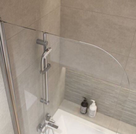 Cersanit EASY NEW 115x140 VAŇOVÁ ZÁSTENA, 2 DIELNA PRAVOĽAVÁ, profil chróm, číre sklo S301-290