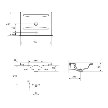 Cersanit COMO UMÝVADLO NÁBYTKOVÉ 60 cm, keramické K32-003-BOX