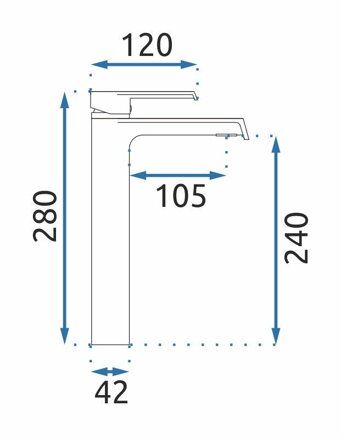 Rea HASS BATÉRIA UMÝVADLOVÁ VYSOKÁ 280 mm, chróm, B6207