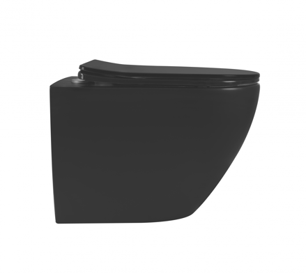 Rea WC CARLO MINI RIMLESS SO SEDÁTKOM DUROPLAST/FLAT/ZM MISA ZÁVESNÁ, čierna matná keramická REA-C8489