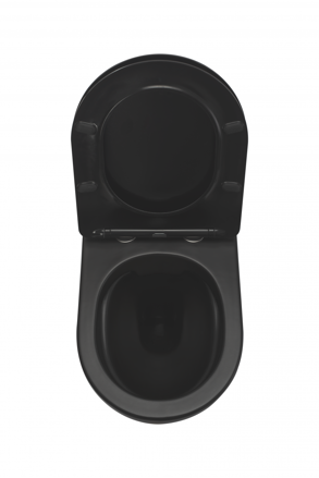 Rea WC CARLO MINI RIMLESS SO SEDÁTKOM DUROPLAST/FLAT/ZM MISA ZÁVESNÁ, čierna matná keramická REA-C8489