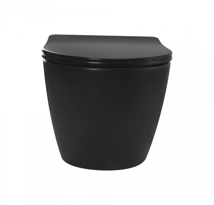 Rea WC CARLO MINI RIMLESS SO SEDÁTKOM DUROPLAST/FLAT/ZM MISA ZÁVESNÁ, čierna matná keramická REA-C8489