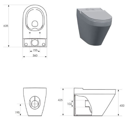 Cersanit CREA WC MISA STOJACA, Clean On + sedátko SLIM duroplast biele keramické K114-023