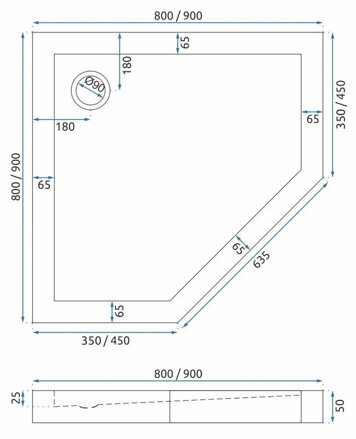 Rea AXIN PÄŤUHOLNÍKOVÝ SPRCHOVÝ KÚT 80x80, chróm, sklo číre REA-K8778