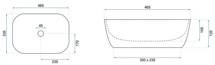 Rea BELINDA UMÝVADLO NA DOSKU 46 cm, wood mat, keramické REA-U5051