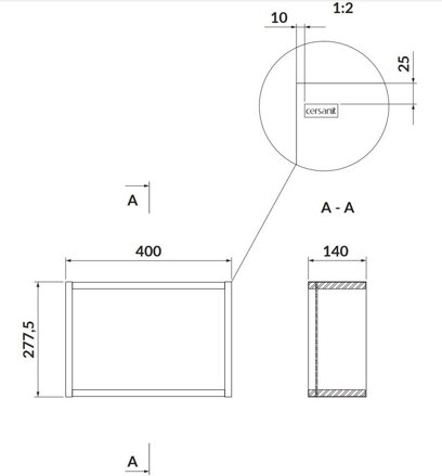 Cersanit LARGA SKRINKA MODULOVÁ ZÁVESNÁ VRCHNÁ OTVORENÁ 40X27,8 cm, modrá S932-082