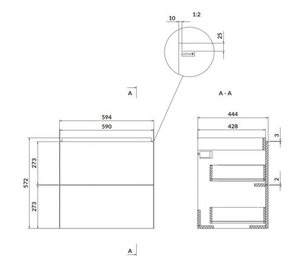 Cersanit LARGA SKRINKA MODULOVÁ SPODNÁ S DVIERKAMI ZÁVESNÁ 60 cm, sivá S932-072