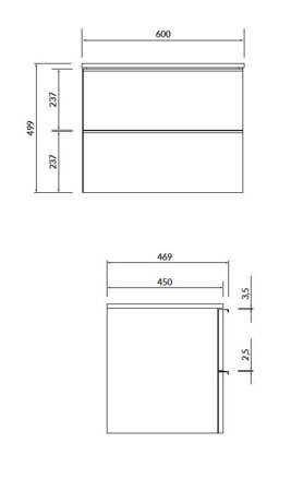 Cersanit VIRGO SKRINKA ZÁVESNÁ POD UMÝVADLO NA DOSKU 60 cm, biela/čierna S522-019