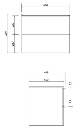 Cersanit VIRGO SKRINKA ZÁVESNÁ POD UMÝVADLO NA DOSKU 60 cm, biela/chróm S522-040