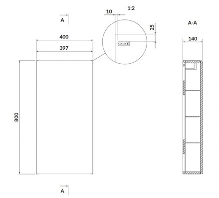 Cersanit LARGA SKRINKA ZÁVESNÁ 40 cm, biela S932-001
