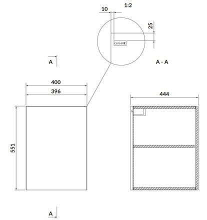 Cersanit LARGA SKRINKA MODULOVÁ SPODNÁ S DVIERKAMI ZÁVESNÁ 40 cm, sivá S932-013