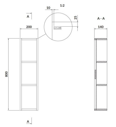 Cersanit LARGA SKRINKA MODULOVÁ ZÁVESNÁ VRCHNÁ OTVORENÁ 20 cm, biela S932-079