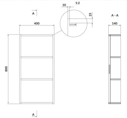 Cersanit LARGA SKRINKA MODULOVÁ ZÁVESNÁ VRCHNÁ OTVORENÁ 40 cm, biela S932-084