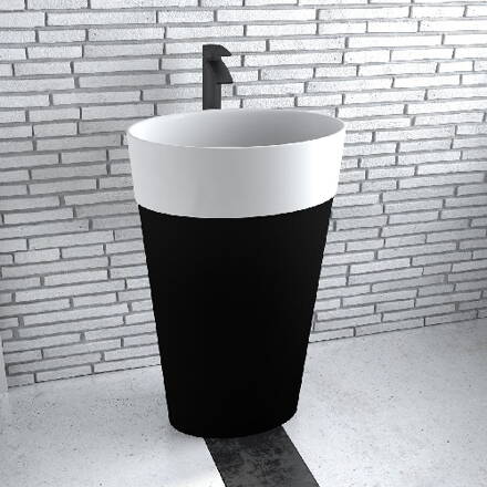 Besco UNIQA BLACK&WHITE UMÝVADLO VOĽNE STOJACE, bielo-čierne klik-klak biely UMD-U-WBWW