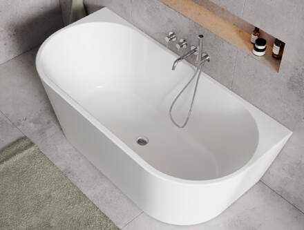 Besco VICA NEW 170 VAŇA VOĽNE STOJACA 170x80, biela sanitárny akrylát, klik-klak biely - čistenie zhora WAS-170VNBO