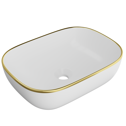 LaVita COSTA GOLD LINE UMÝVADLO NA DOSKU 46 cm, biele/zlaté keramické